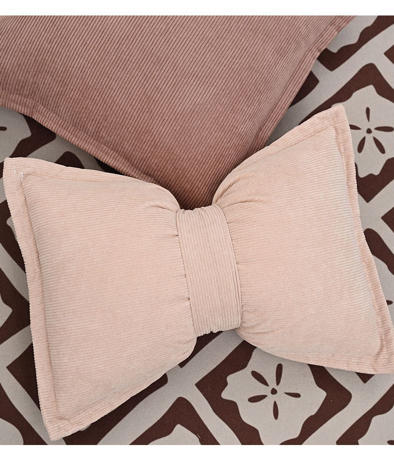 BUYNOW 1PC Corduroy Bow Pressed Edge Pillowcase French Luxury High-end Princess Style Sofa Cushion Cover Home Bedroom Decor