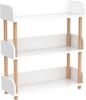 Wooden Open Bookcase - Modern Display Bookshelf with Top Edge and Solid Wood Frame for Home and Office, Storage Cabinet