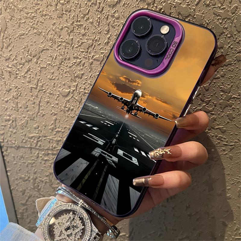 Cool aircraft runway take-off Phone case iPhone 15 Pro Max 11 12 13 16 14 Plus Silicone Shockproof Case Lens protector shell