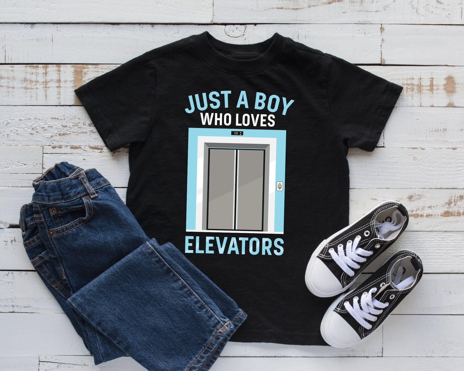 Boy Who Loves Elevators T-Shirt, Boy Elevator Tee, Tank Top, T-shirt, T-shirt,T-shirt, Kids Tee Apparel Gift S