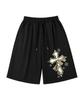 Pages Is Ii 511 Cross Print Wide Bermuda Sweatpants Black