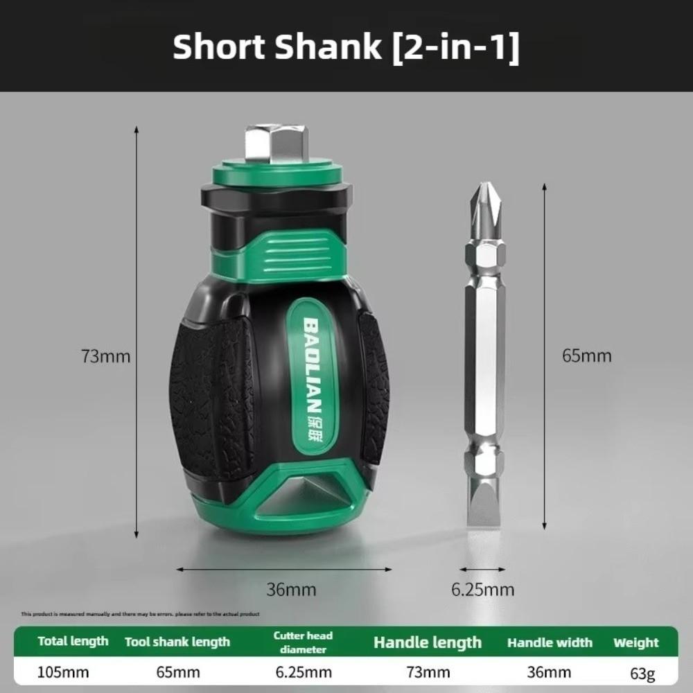Dual Purpose Short Handle Screwdriver Rust-proof Screwdriver Head Portable Mini Screwdriver