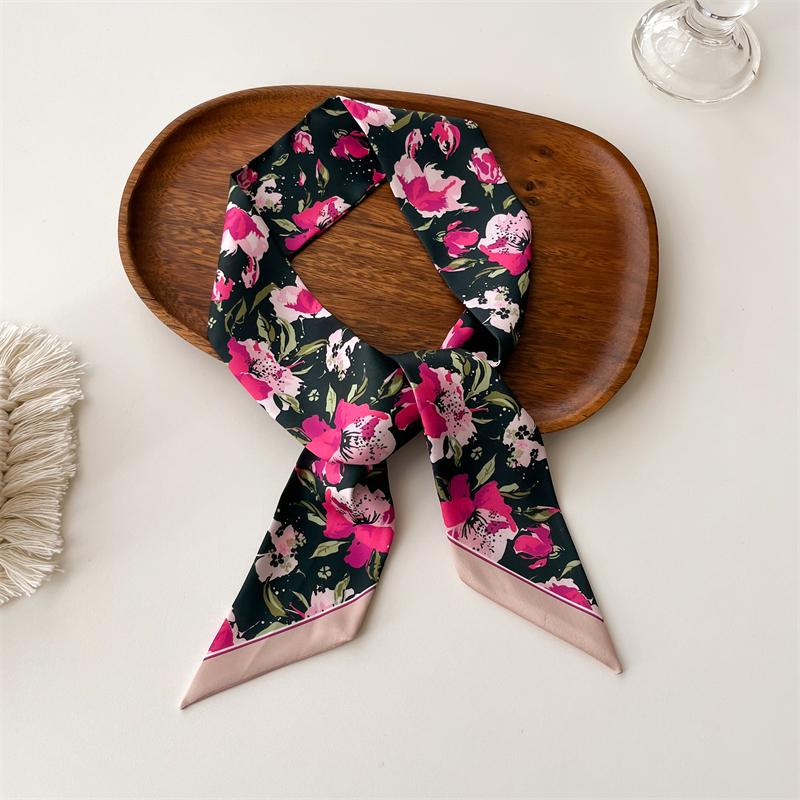 Langer, dünner Seidenschal für Damen, Haarband, Krawatte, Design-Print, Luxusmarke, Haarreifen-Accessoires, coole Mädchen-Schals, Sommer 2021