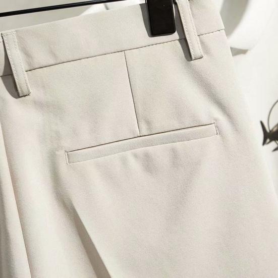 Men Suit Pants Formal Business Style Office Shorts Straight Loose Mid Waist Button Zipper Closure Pure