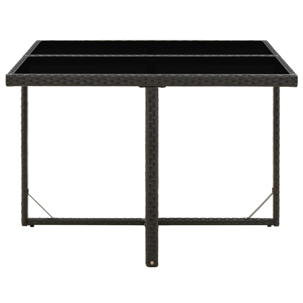 Vidaxl Garden Table, Black, 109X107X74 Cm, Poly Rattan And Glass