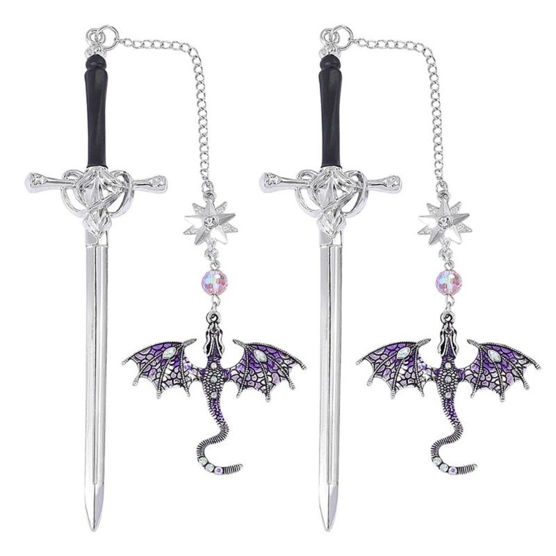 2 Pcs Dragon Swords Bookmarks Metal Page Markers Fantasy Bookmarks Stylish Reading Bookmarks Creative Bookmarks for Boy