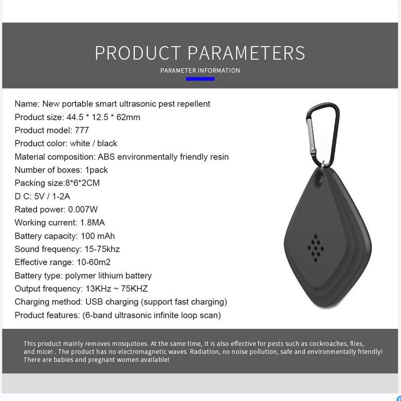 Portable Outdoor Mosquito Repeller, Ultrasonic Bug Repellent for Home and Travel