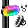 Teguangmei Bike Tail Light, Super Bright Cyclist Safety LED Warning Bike Flashlight, 7 Colors 14 Modes RGB Skateboard Light, Bicycle Rear Light