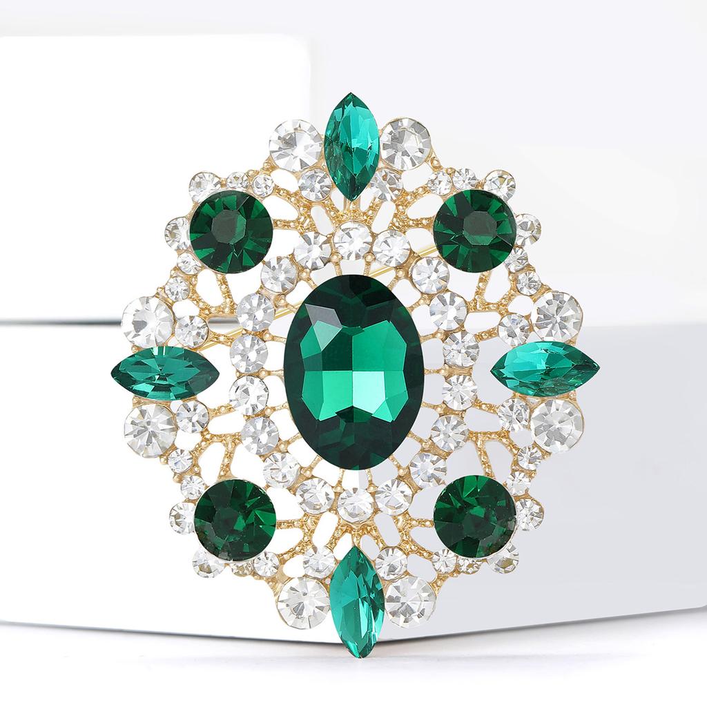 Elegant Rhinestones Imperial Court Brooches for Women Unisex Glass Pin Event Party New Year Gifts Decoration Clothes Accessories