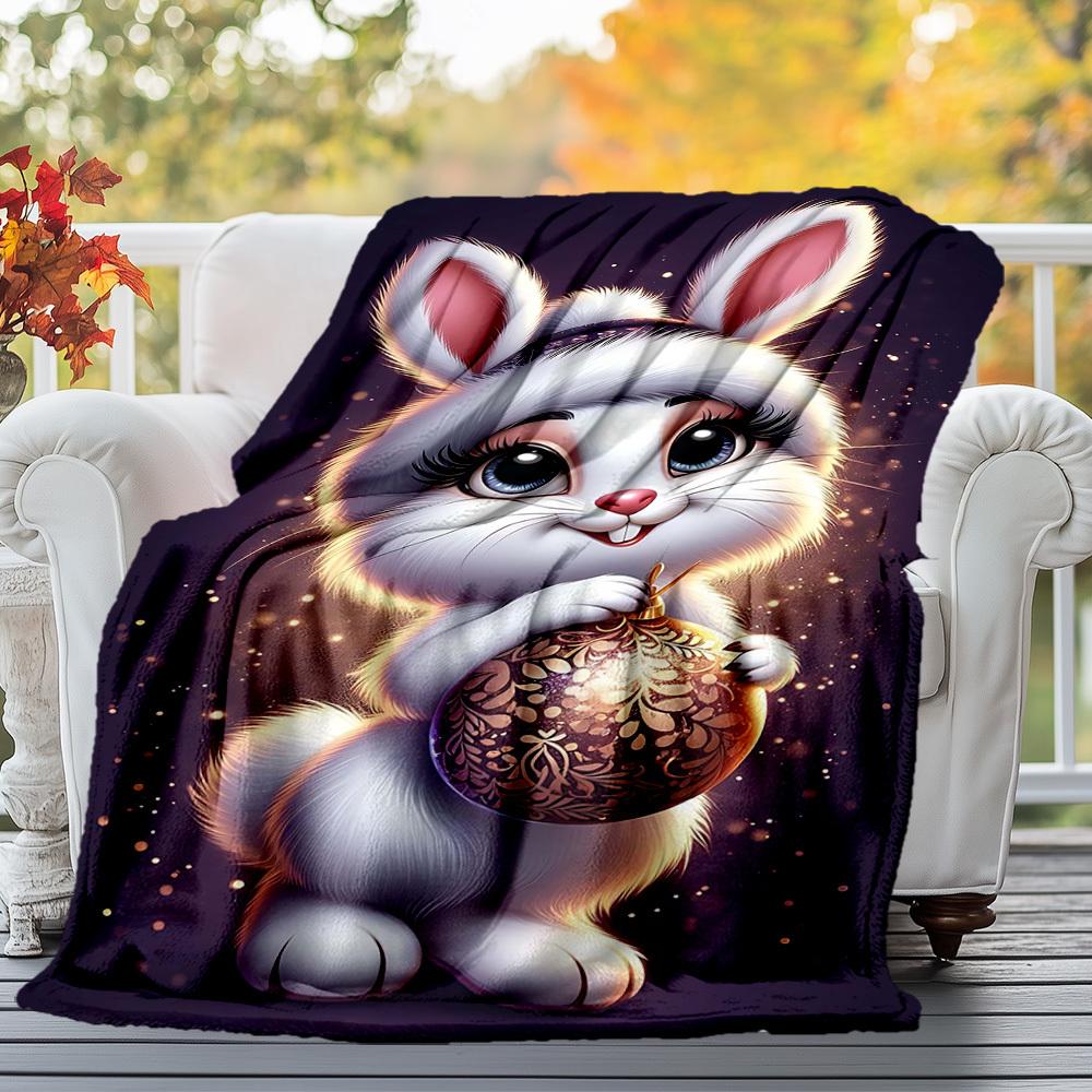 1PC rabbit ornamentOutdoor Flannel Blanket - Soft Plush Decor for Picnics, camping, Bedroom, Playroom, Office, or Lunch Break 1315A