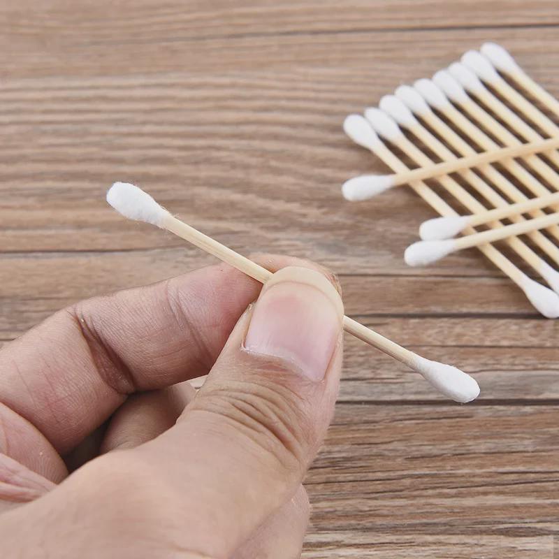 Dual-Ended Bamboo Cotton Swabs: Disposable, Multifunctional Ear Cleaner & Makeup Remover