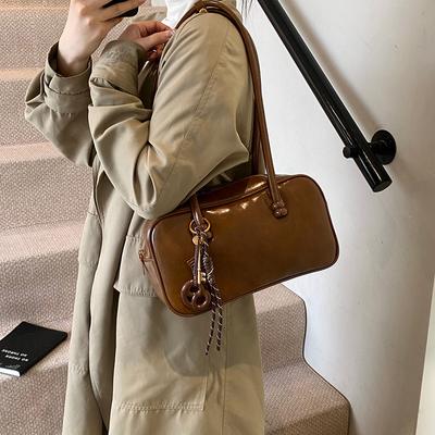 Premium Retro Oil Wax Leather Bag Women's 2025 New Autumn and Winter Commuter Shoulder Underarm Bag Portable Boston Bag