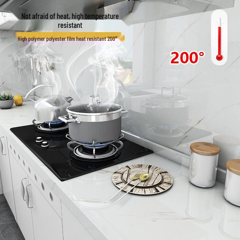 Film Autoadeziv pentru Blat de Bucătărie din Marmură Rezistent la Ulei, cu Spate din Folie de Aluminiu și Rezistență la Temperaturi Înalte