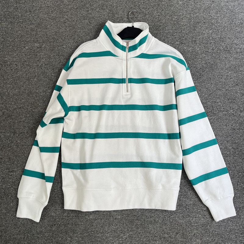 

Sizes Availiable Us Original Order Leftover Stock Cotton Terry Half Zipper Spring & Fall New Arrival Loose Female Stripes Long Sleeves Sweatshirt Light green 3XL