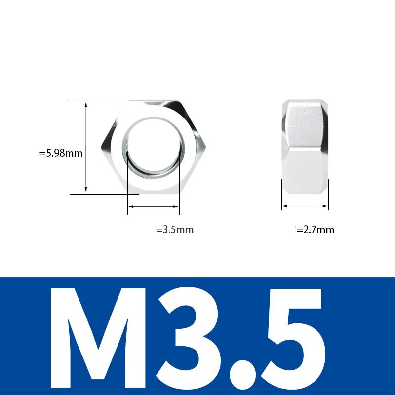 100pcs/lot Metric thread DIN934 M2 M2.5 M3 M3.5 M4 M5 M6 Steel Hex Nuts