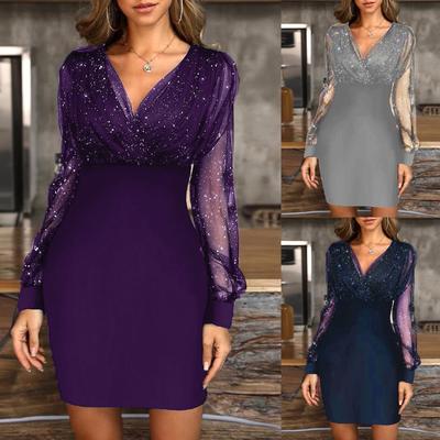 Women Fashion Sequins Sexy New Summer Black Retro Elegant Party Club Dress