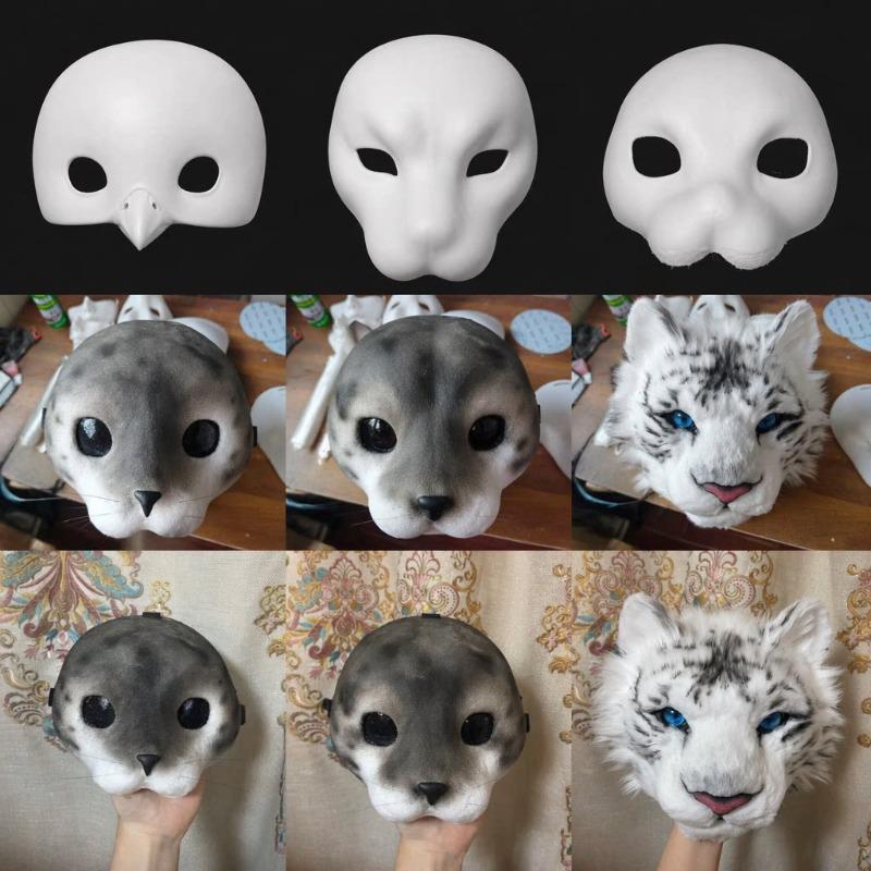 3D Printed Cosplay Realistic Kigurumi Base Beast Skull Mask Animal Plastic Fursuit Head Base DIY Accessories Half Face Mask