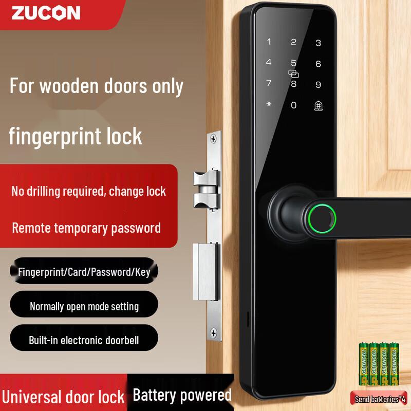 ZUCON Smart Fingerprint Password Lock for Wooden Doors CN plug (adapter included)