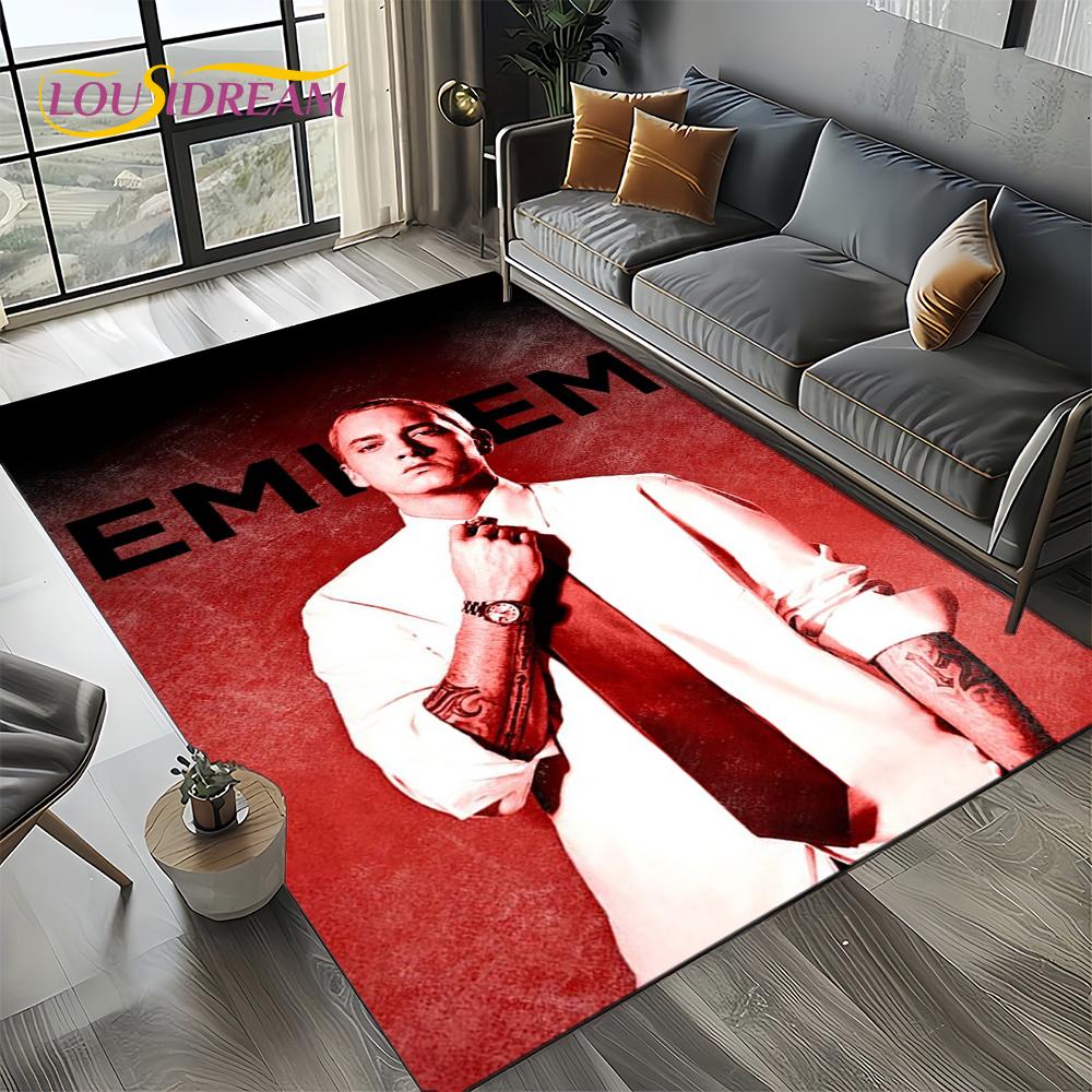 Rapper Eminem Tupac 2pac Hip-Hop Rap God Carpet Rug for Living Room Bedroom Home Sofa Decoration,Area Rug Non-slip Floor Mat