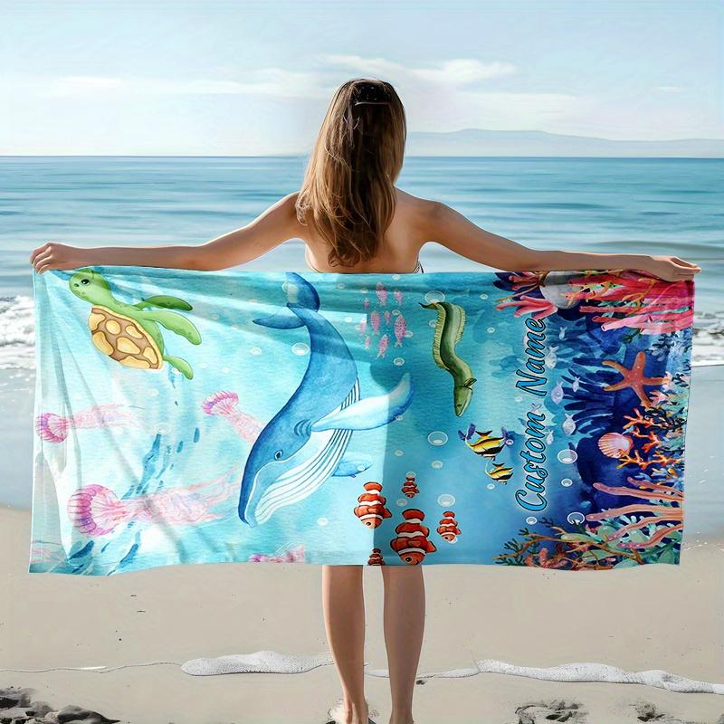 Custom Beach Towel Personalized Name Photo 160x80cm Microfiber Bath Towels All Season Soft Absorbent Blanket