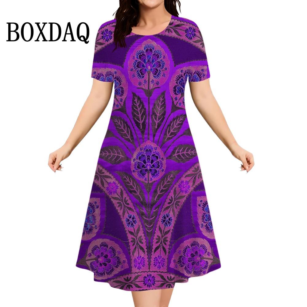 

Женское летнее платье мини с круглым вырезом и короткими рукавами в стиле ретро с цветочным принтом, повседневное женское платье больших размеров в стиле ретро L