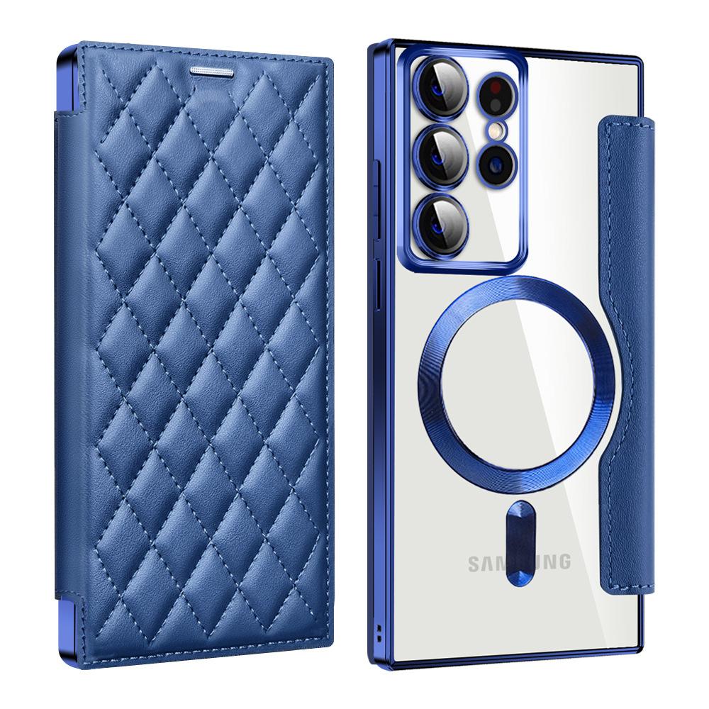 S24ultra Clamshell Leather Case Is Suitable for Samsung S24u Magnetic Mobile Phone Case S23 Electroplated Xiaoxiangfeng S24.