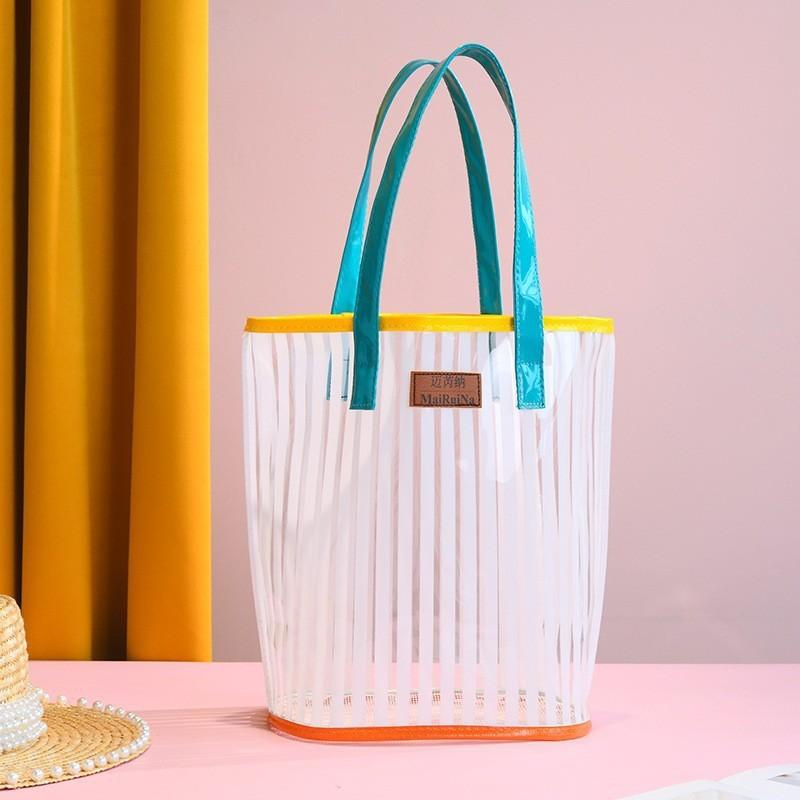 Pvc Transparent Tote Bag With Large Capacity For Beach And Swimming Pool Use