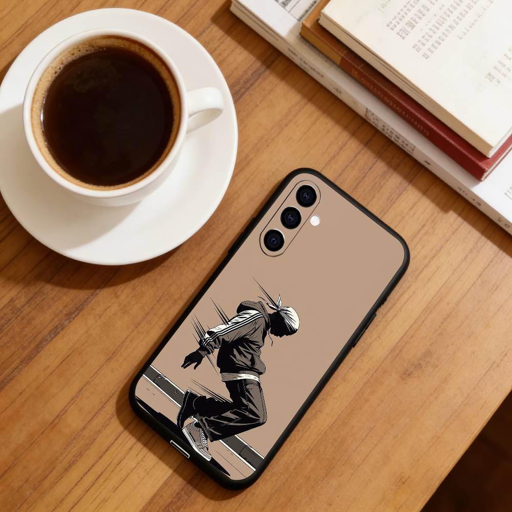 Hip-hop Illustration Phone Case For Samsung Galaxy A73,A72,A71,A70,A53,A52,A51,Soft Silicone Black Cover