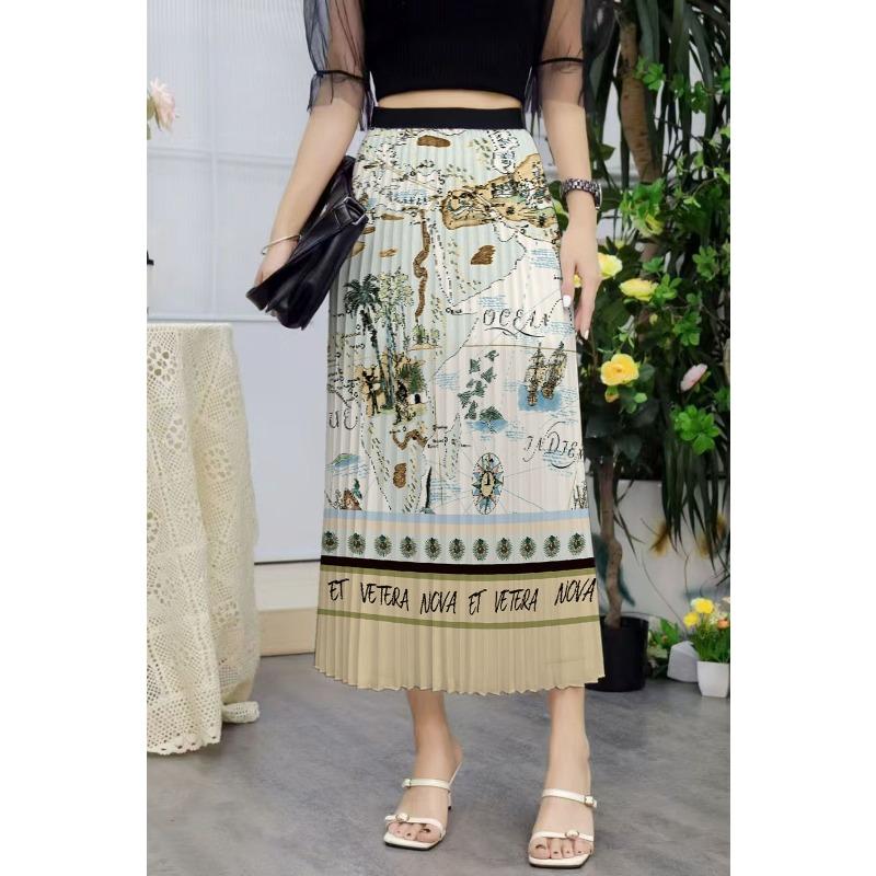 New Skirt Women's Eba Skirt Printed Skirt Pleated Skirt