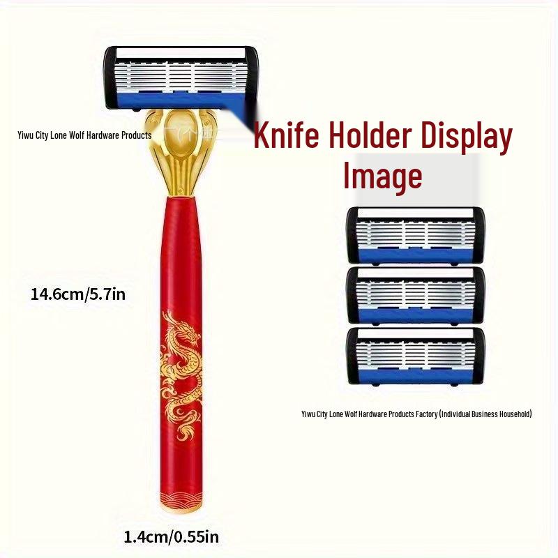 Manual Six-Layer Blade Razor for Men - Vintage Beard Shaver Holder