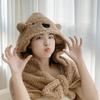 1pc Soft Cute Blankets Poncho Blanket Bear Hooded Throw Blanket Winter Bear Fleece Shawl Cloak Warm Blanket For Office Bedroom