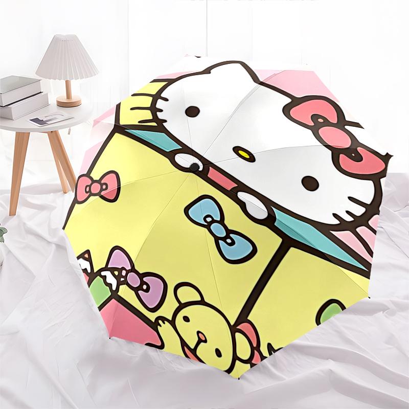 1pc Hello Kitty Automatic Opening Umbrella - Portable Folding Design with 8-Bone Iron Frame, Perfect for Festivals, Travel, Daily Use, and Gifts.D105