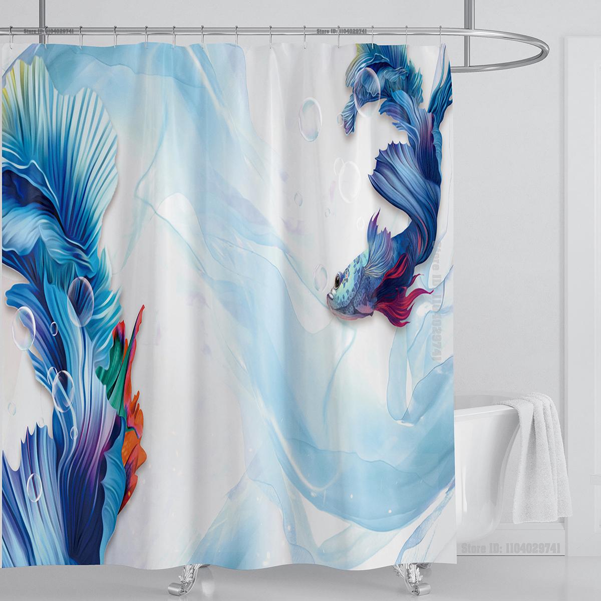 

Plant Floral Shower Curtain Waterproof Shower Curtain Polyester Fabric 3D Printed Curtain Bathroom Decoration With Hooks W90xH180cm
