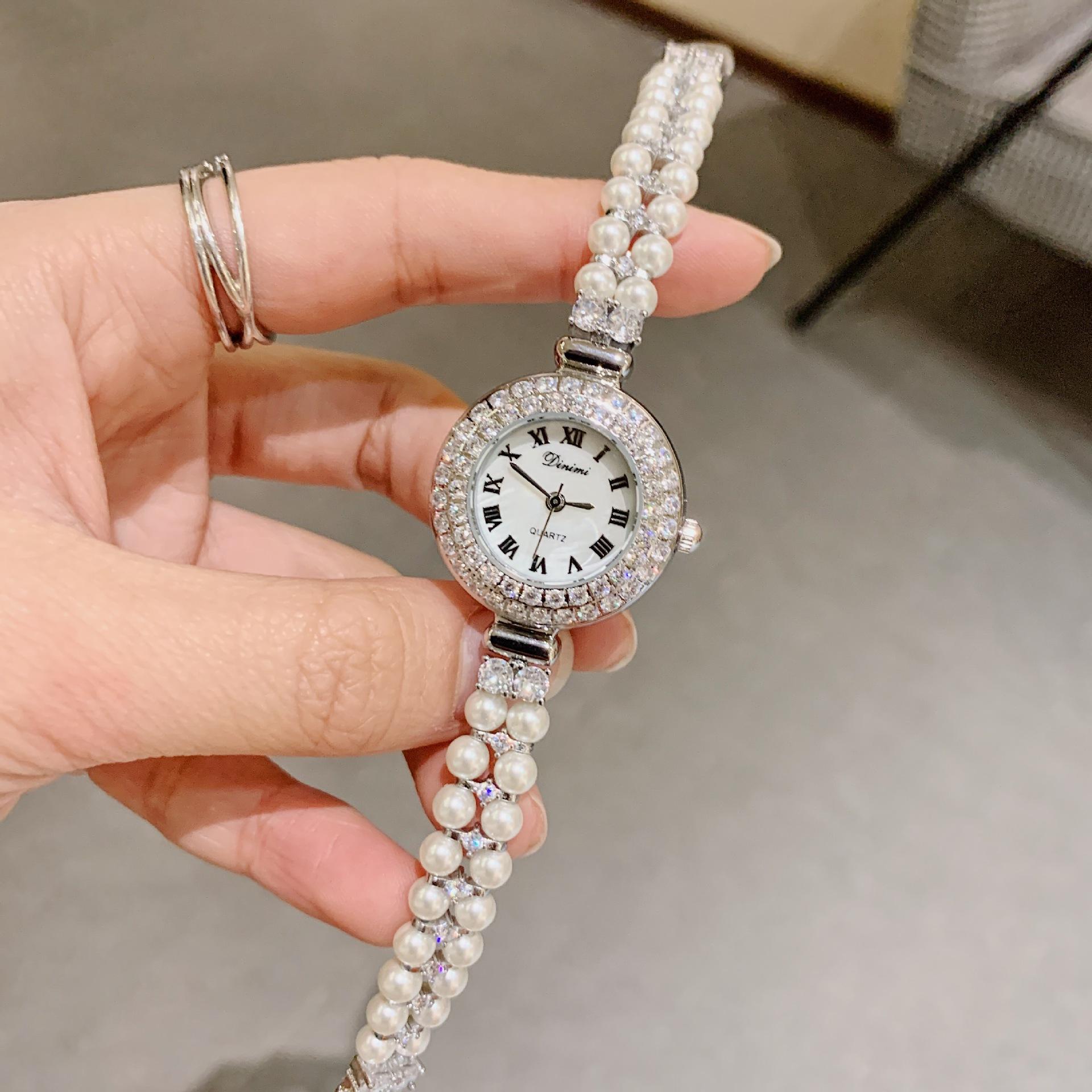 

Новий перлинний браслет-годинник Простий модний жіночий ретро годинник з римською шкалою Світлий розкішний елегантний кварцовий годинник