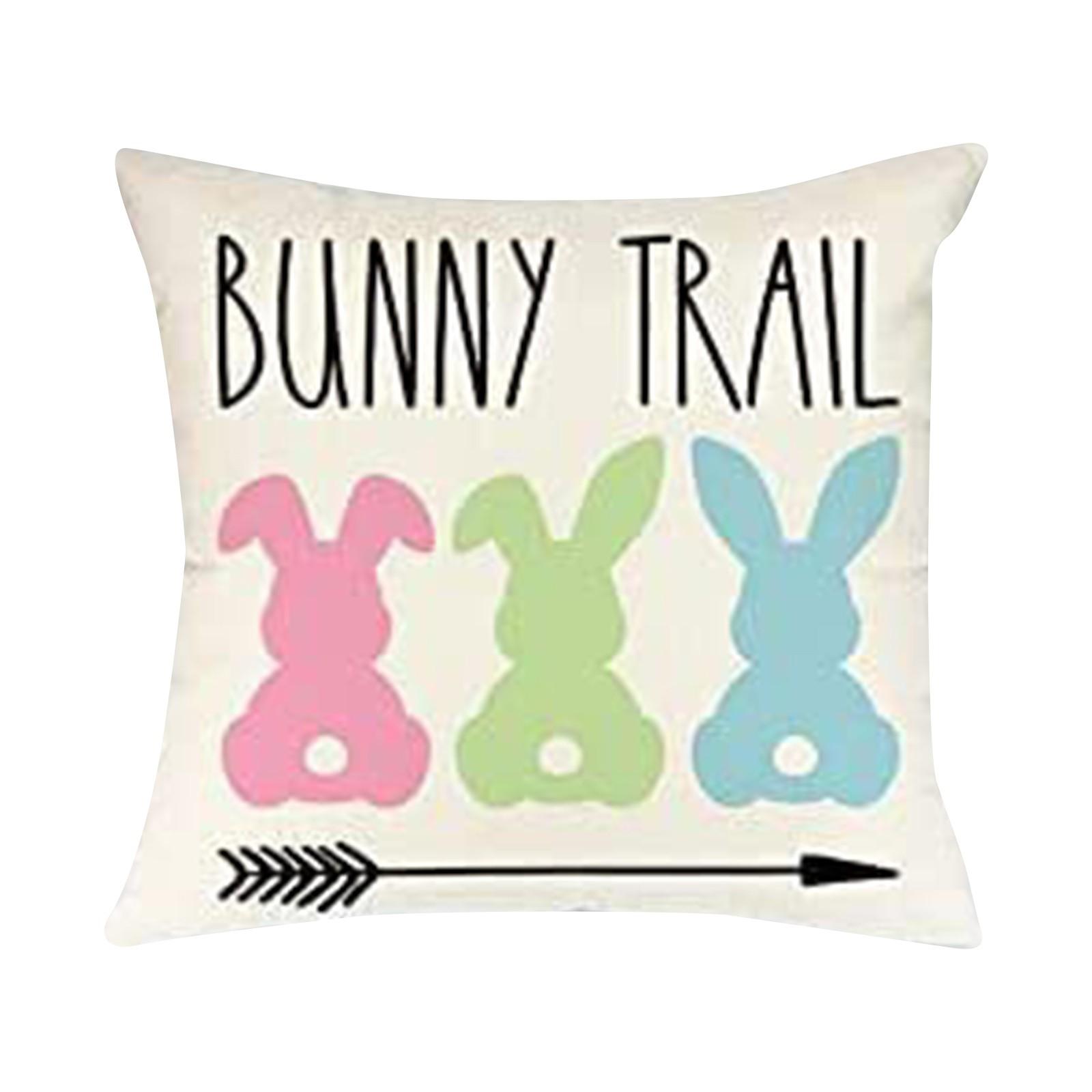 

1 Pieces Easter Pillow Case Bunnies With Eggs Canvas Pillow Cover, Spring Season s Linen Sofa Bed Throw Cushion Cover Decoration