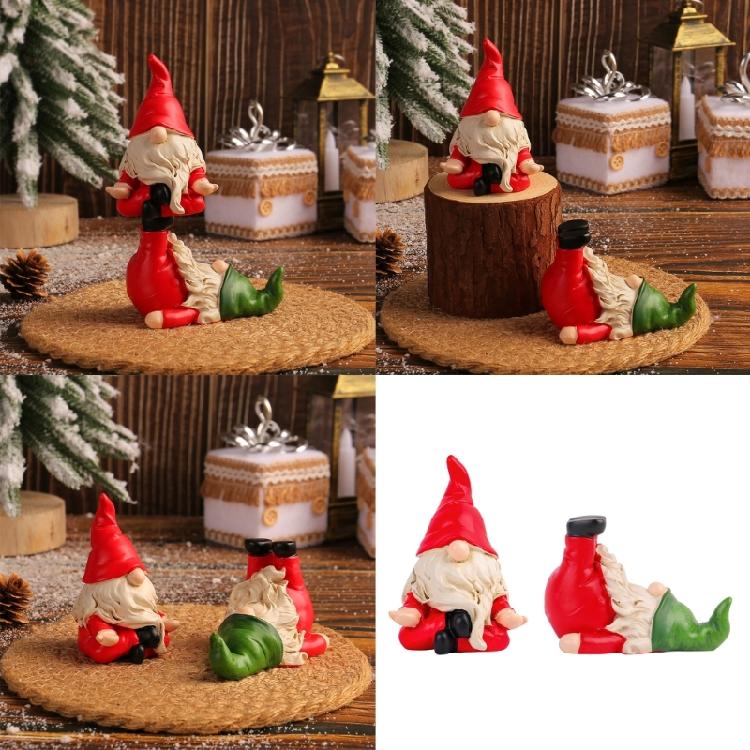 Traditional Santa Figure Ornament Christmas Santa Hat Resin Sculpture Statue for Christmas Home Decoration