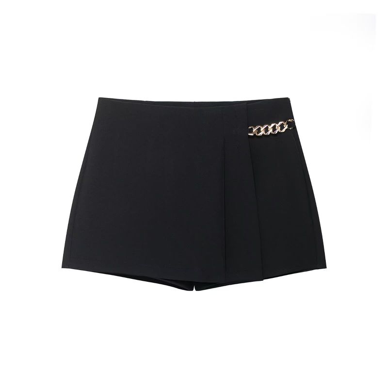 Kaslead New Women clothes Western Style Fashion Chain Wide Pleat Casual Shorts 1478270