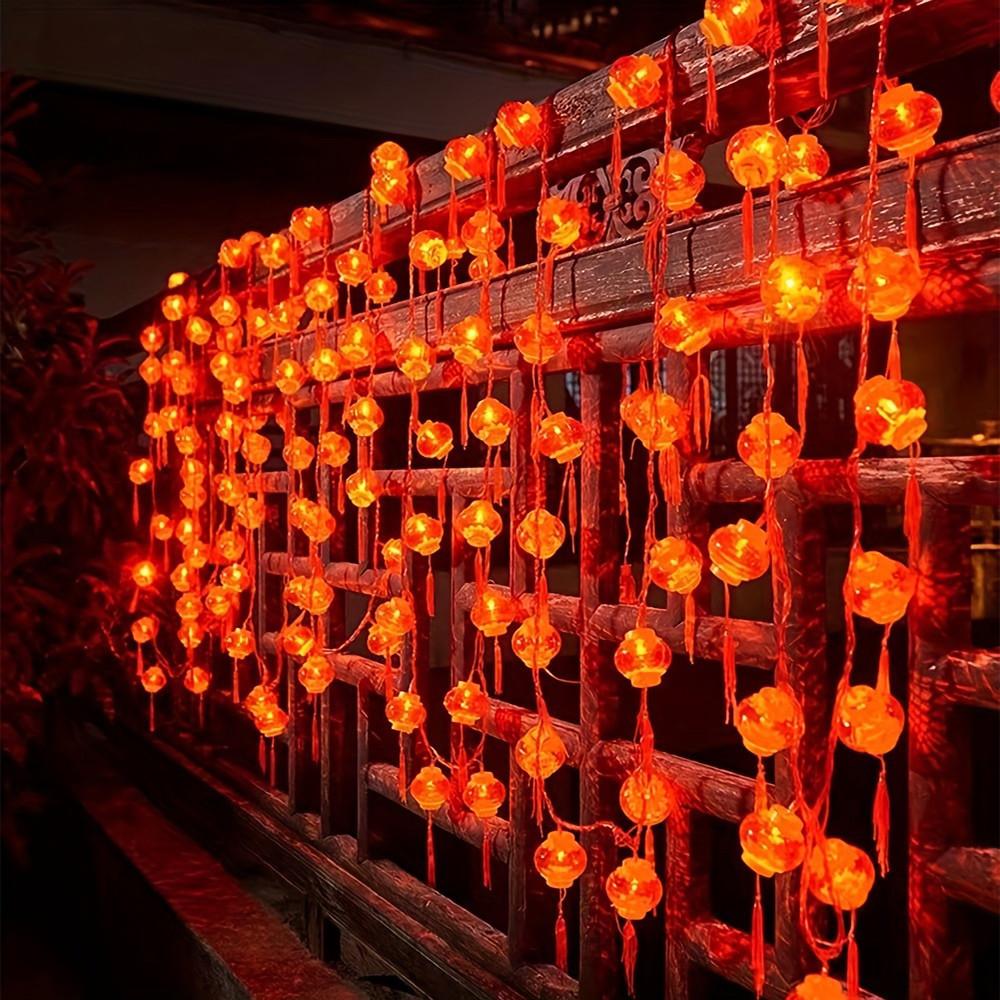 LED Crystal Tassel Lantern Lights New Year Spring Festival Day Decoration Spring Festival Arrangement Red Flashing String Lights