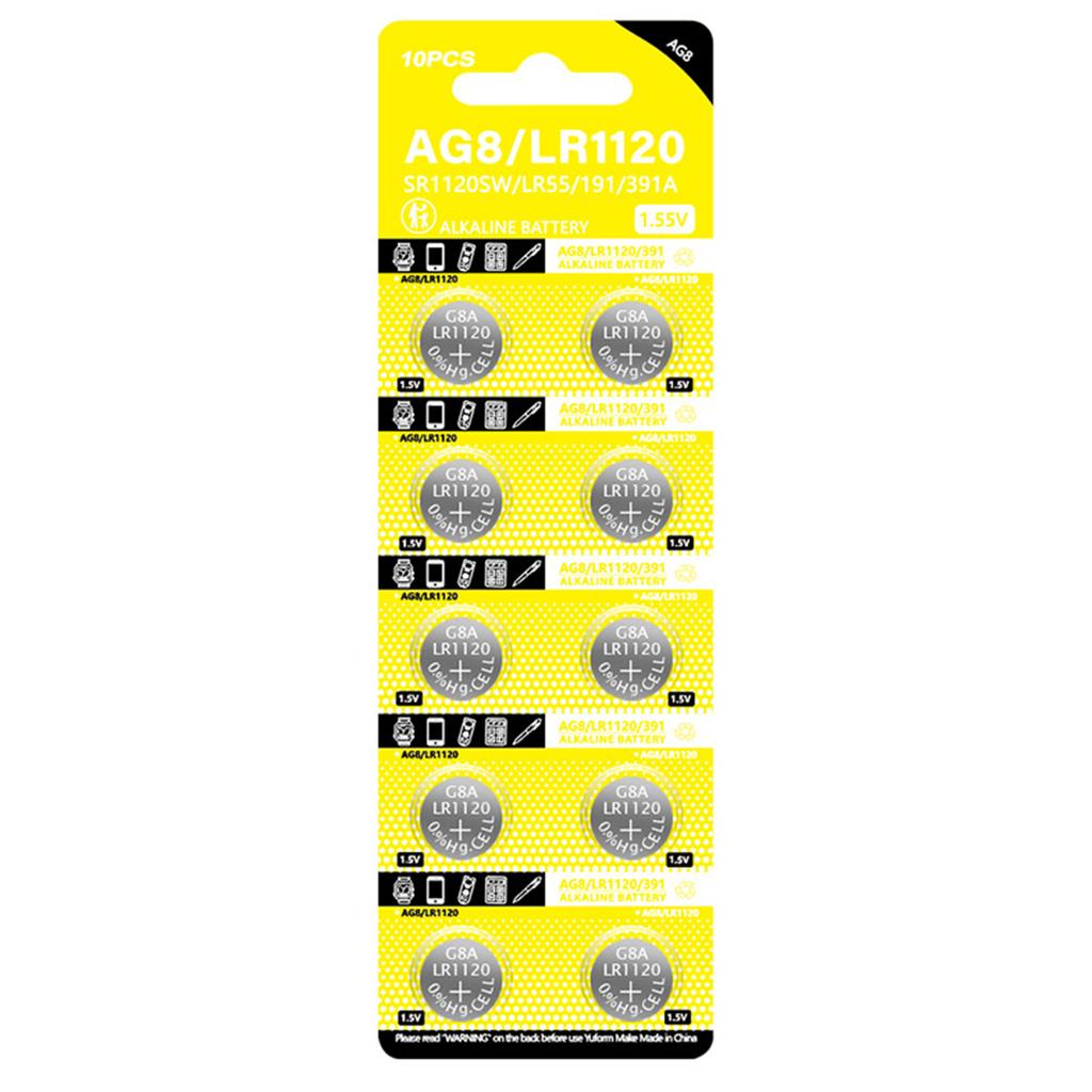 Pack of 10pcs/sheet LR1120 Alkaline Button Batteries 1.5V Coin Cell Battery for Watches Calculators and Digital Cameras