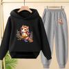 Cute Printed Hooded Sportswear Sets and Casual Sportswear Pants for Autumn and Winter Are Suitable for Boys and Girls Aged 3to12