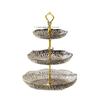 Elegant Gold-Rimmed Two-Tier Fruit Platter