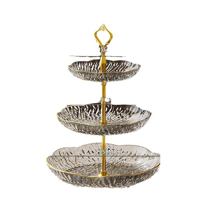 Elegant Gold-Rimmed Two-Tier Fruit Platter