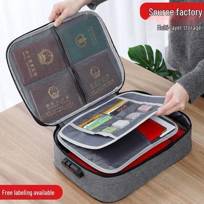 Large Capacity Minimalist Oxford Cloth Document & File Storage Bag with Multi-Layer Design and Card Holder