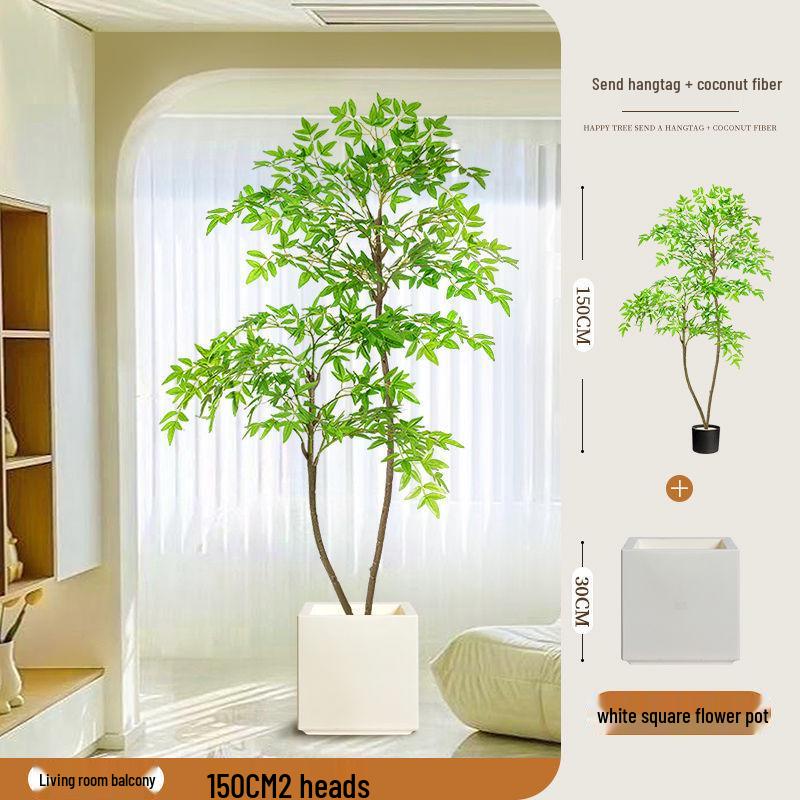 High-End Nandina Domestica Floor-Standing Faux Green Plant for Indoor Decoration