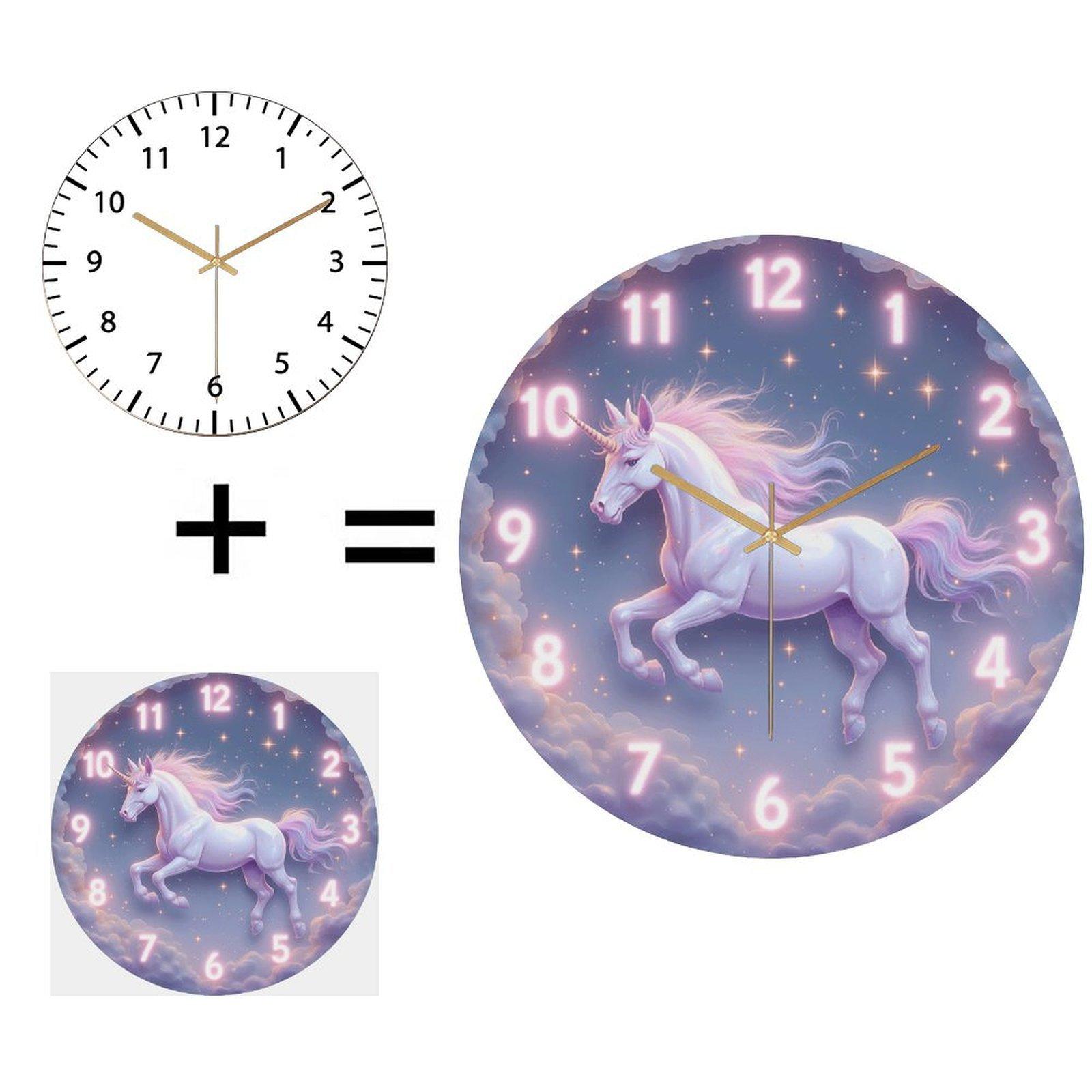 30x30cm Round Silent Glass Clock Custom Design High Transparency Wall Decor for Bedroom Office 12 in(30.48cm)