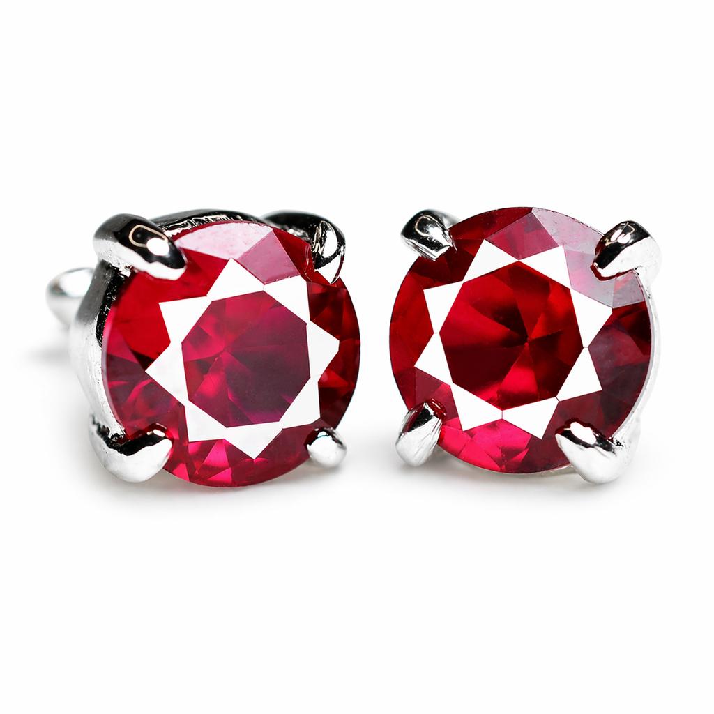 Natural Red Ruby Earring Mozambique 16.10 ct Round Cut Pair Gemstone Jewelry Gift