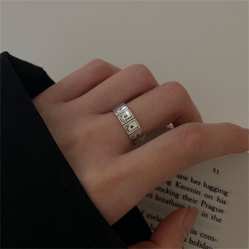 Vintage Poker Card Inspired Hip Hop Adjustable Ring Unisex Jewelry Perfect for Music Festivals and Casual Event
