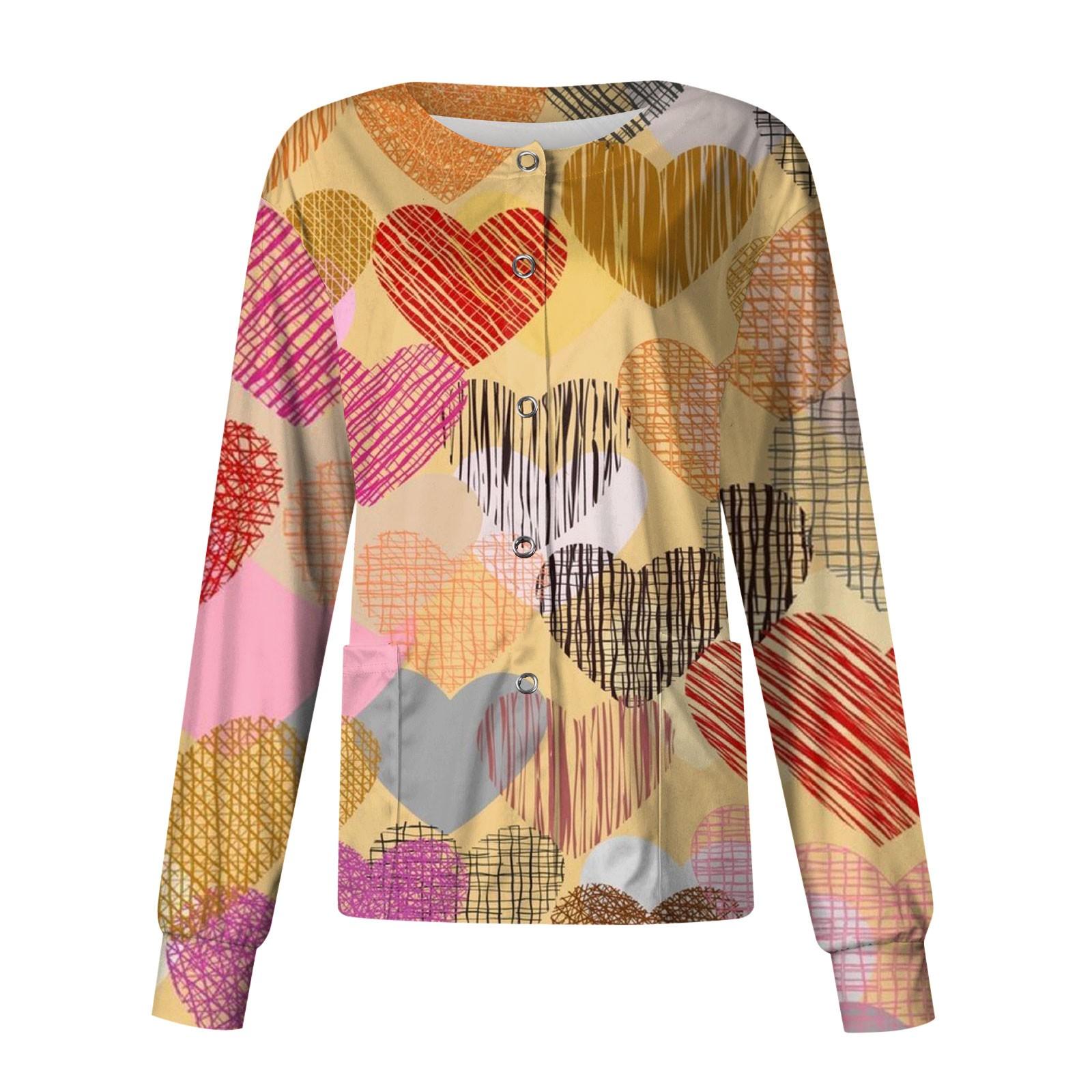 

Женский повседневный однобортный однобортный костюм с длинными рукавами и принтом на День святого Валентина, топ-кардиган XXXXL имбирный