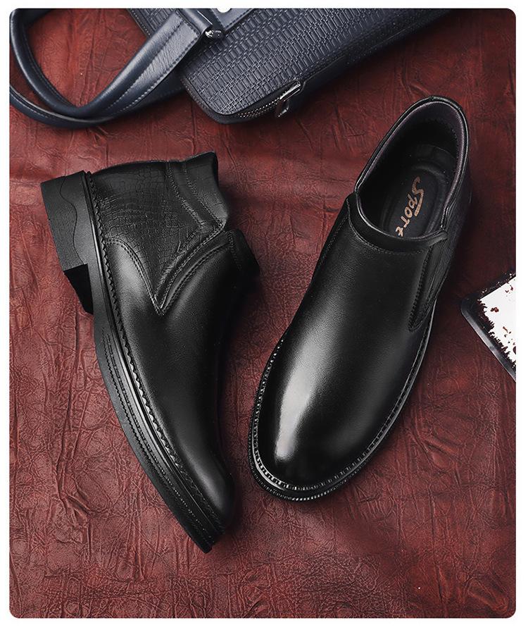 Men's High-Top Chelsea Ankle Boots - Slip-On, Leather, Casual Winter Workwear.