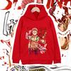 Modischer Kinder Hoodie, Starker Anime Charakter Mit Roter Buchstaben-Kunst-Druck Pullover Sweatshirt, Herbst Winter Langarm Oberteil Für Kinder Tägliche Freizeitkleidung